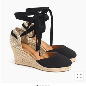 NIB J. Crew Factory Ankle-Wrap Espadrille Wedges